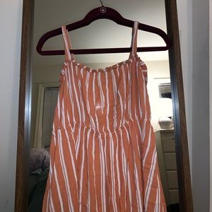 mini orange and white stripped dress